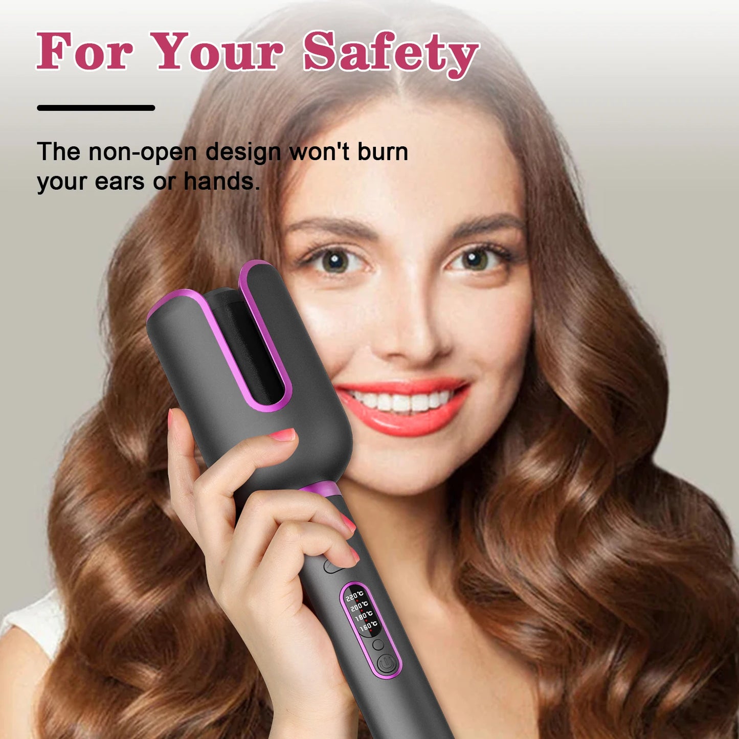 YIBER Rotating Curling Iron Wand Waves Natural Curls Styling Tools Ceramic Curly Automatic Power-Off Hair Curler For Hair Care