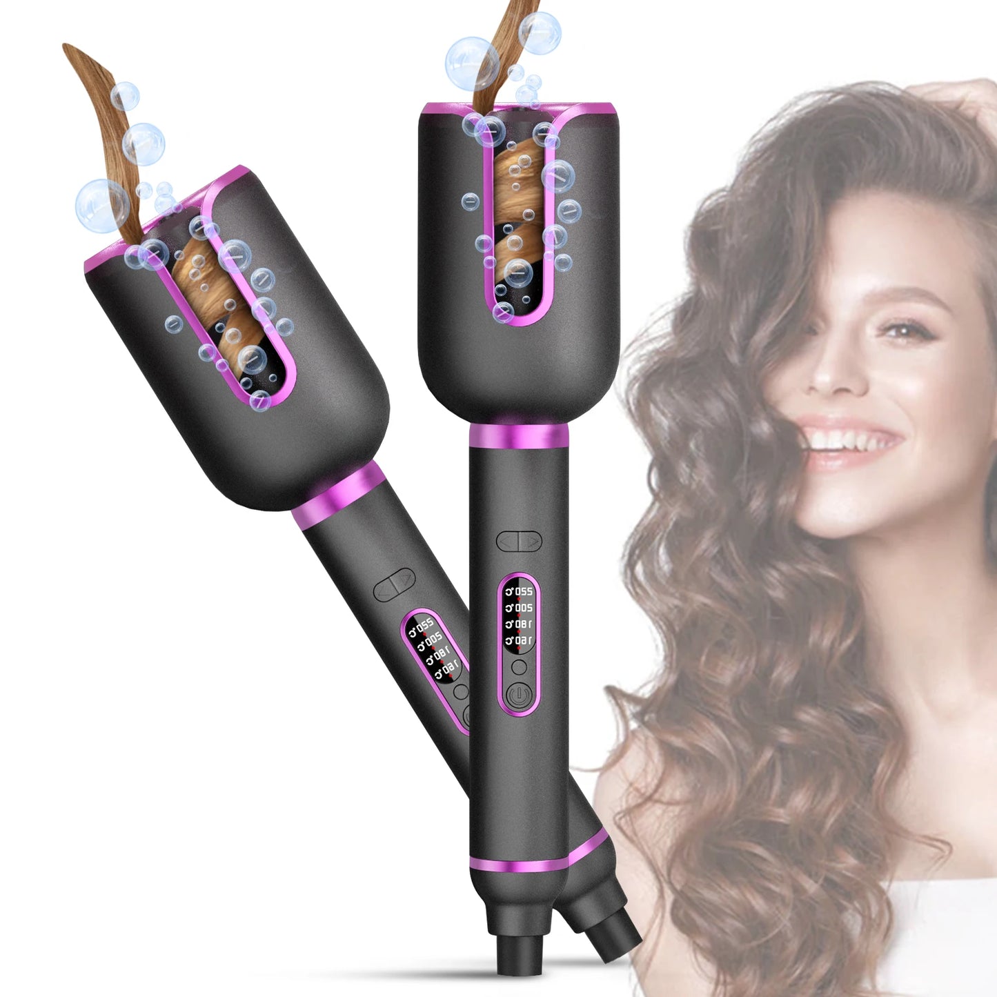 YIBER Rotating Curling Iron Wand Waves Natural Curls Styling Tools Ceramic Curly Automatic Power-Off Hair Curler For Hair Care